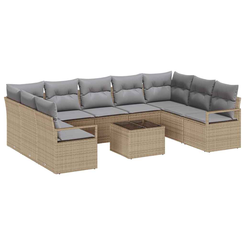 Garten-Sofa-Set mit Kissen 10 pcs Beige und Hellgrau